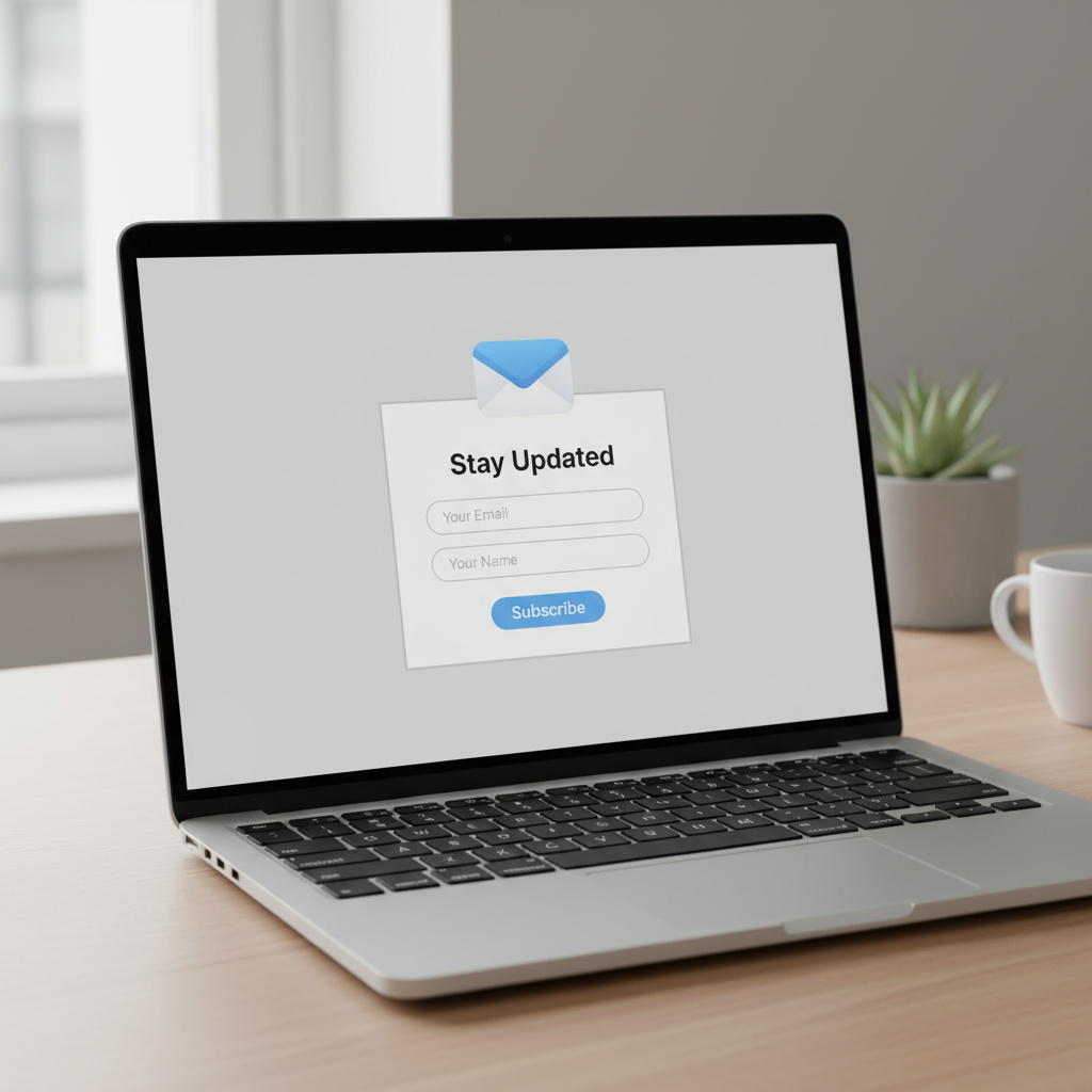 Laptop mit Newsletter-Anmeldung